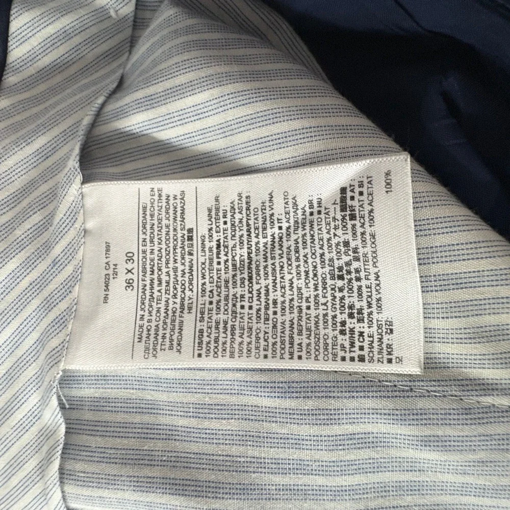 Banana Republic Mens Blue 100% Wool Tailored Slim Fit Trouser Dress Pants 36x30